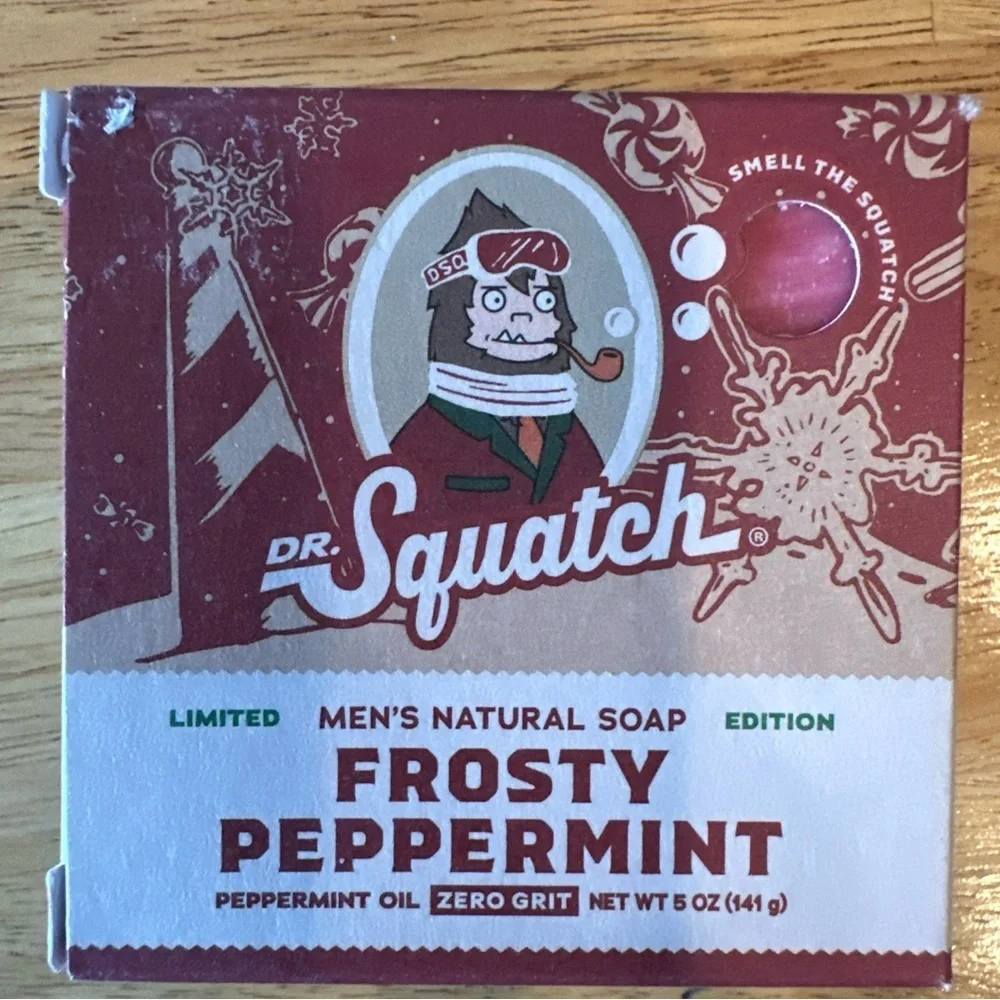 2 Pack Dr. Squatch Frosty Peppermint/Hot Choccy Men's Natural Soap Limited Ed